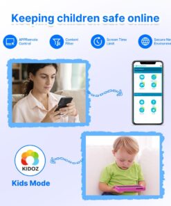 ApoloMedia Kids Tablet, 7 inch Android Tablet for Kids, Toddler Tablet with Bluetooth, WiFi, Parental Control, Dual Camera,3GB RAM 32GB ROM, Blue 11 61LLPiGBHoL