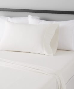 Amazon Basics Lightweight Super Soft Easy Care Microfiber 3-Piece Bed Sheet Set with 14-Inch Deep Pockets, Twin, Cream, Solid 19 61LMf11DWgL