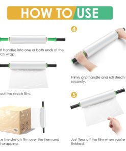 CREGEAR Stretch Wrap Film, Shrink Wrap Roll(15"x1000 Feetx60 Gauge, 4 Pack) with Rolling Handles, Industrial Strength Self-Adhering Plastic Wrap for Moving Packing Wrapping & Pallet Wrap, Clear Clear-15*1000*60-4pack 9 61LMwu5RonL