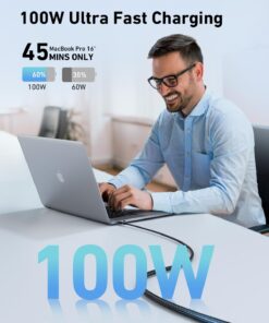 Alternative view of uni 100W USB C to USB C Cable 10ft, USBC to USBC Cable PD Fast Charging Cable, USB C Charger Cable (5A 20V) Compatible with iPhone15/Pro/Plus/ProMax, MacBook Air/Pro, iPad Pro, Samsung Galaxy S23 Grey 1