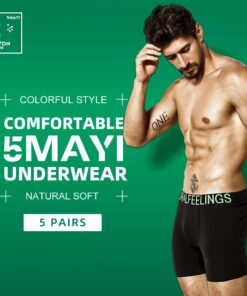 Alternative view of 5Mayi Men's Underwear Boxer Briefs Cotton Black Mens Boxer Briefs Underwear Men Pack Wide Waistband Regular Leg Medium A:mens Boxer Briefs Pack of 5