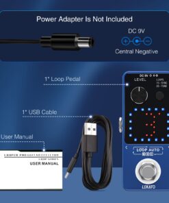 LEKATO Looper Pedal, Guitar Looper Pedal with SYNC & Tuner Function,Loop Pedal with LED Screen Looper Pedal for Electric Guitar Bass Unlimited Overdubs 3 Loops 18 Minutes Record Time(Blue) BLue 14 61LUSXPgeEL