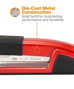 Bostitch Office Epic Metal 3 in 1 Stapler, 25 Sheet Capacity, Includes 210 Staples in Staple Storage Compartment & Integrated Remover, Red 15 61LWvcq3tL 2