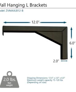 Elite Screens 12" Black Projector Screen L-Brackets, Reinforced Single Metal Welded Construction, Wall or Ceiling Mount - Includes Hooks and Hardware, Model: ZVMAXLB12-B 12" Black L-Bracket 11 61LXNeZGuL