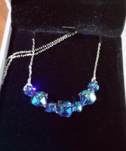 PLATO H Crystal Cube Curved Bar Necklace for Women with Gift Box Unique Dainty Jewelry Anniversary Mother's Day Gifts Blue 27 61LYv91B YL