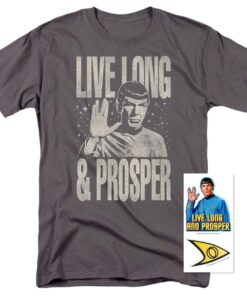 Popfunk Classic Star Trek Spock Live Long and Prosper T Shirt & Stickers Large Star Trek - Charcoal 9 61LYwJni0nL