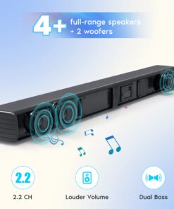 Alternative view of GEOYEAO Sound Bar, Bass Speakers for Smart TV with Dual Subwoofer 3D Surround Sound System, 32 Inch 2.2CH Home Theater Audio Soundbar, HDMI ARC Connection, 2 in 1 Detachable & Wall Mountable 2.2 CH