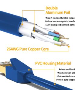 GLANICS CAT 8 Ethernet Cable, 5ft High Speed Internet Cable with RJ45 Connector for Network Switches, Routers, Gaming, Modems, Network Adapters, PS5, PS4, PC, Laptop, Desktop (Blue) Blue 9 61Lc2lYO8RL
