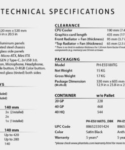 Phanteks (PH-ES518XTG_DBK01) Enthoo Evolv X ATX Case Tempered Glass Windows Digital RGB Black 85 61LdAys04BL