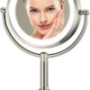 VESAUR Professional 8.5" Large Lighted Makeup Mirror Updated with 3 Color Lights, 1X/10X Magnifying Swivel Vanity Brightness Dimmable Cosmetic Mirror with 48 Premium LED Lights, Senior Pearl Nickel X-Large