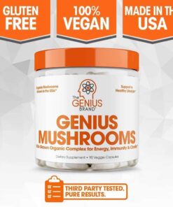 Genius Mushroom - Lions Mane, Cordyceps and Reishi - Immune System Booster & Nootropic Brain Supplement - for Natural Energy, Memory & Liver Support, 90 Veggie Pills Mushroom Complex - 90 Count 26 61LiG2nQoL