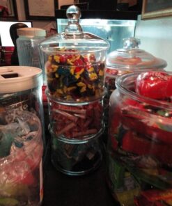 MyGift Modern 3 Tier Clear Glass Stacking Apothecary Jars with Lid, Round Glass Display Candy and Cookie Containers, 16 inch Tall 39 61LkD2mV4VL