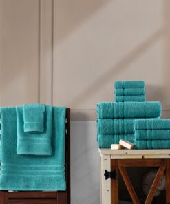 Hawmam Linen Teal Turquoise Bath Towels 4-Pack - 27x54 Soft and Absorbent, Premium Quality Perfect for Daily Use 100% Cotton Towel 600 GSM 27 in X 54 in Towel Green Water 11 61Ll0yr9bFL