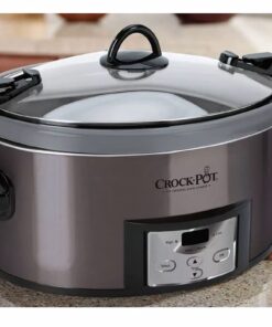 Alternative view of Crock Pot 7-qt Nonstick Ceramic Coating Cook & Carry Programmable Easy-Clean Slow Cooker Stainless Steel