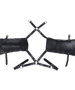 iiniim Men's Adjustable Faux Leather Body Chest Harness with Shoulder Armors Buckles 16 61Lln0sk SL