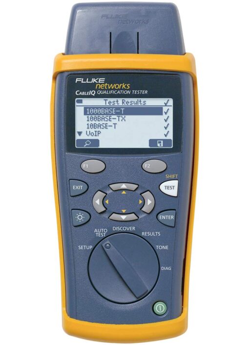 Fluke Networks CIQ-100 Copper Qualification Tester, Qualifies and Troubleshoots Category 5-6A Cabling for 10/100/Gig Ethernet, Coax and Voip, Blue CABLEIQ QUALIFICATION TESTER Tester Kit