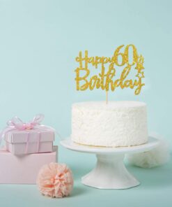 Gold Glitter Happy 60th Birthday Cake Topper,Hello 60, Cheers to 60 Years,60 & Fabulous Party Decoration 22 61Lq4I0QRwL