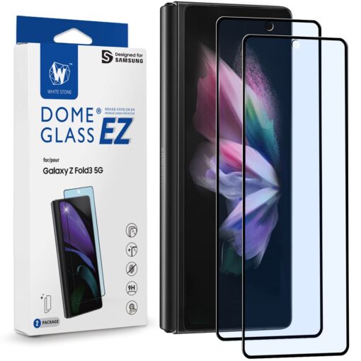 Whitestone Dome EZ Galaxy Z Fold 3 Glass Screen Protector [Dome Glass EZ] Full Coverage Tempered Glass Shield [Easy Install] by Whitestone for Samsung Galaxy Z Fold 3 - Two Pack