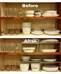 DecoBros Expandable Stackable Kitchen Cabinet and Counter Shelf Organizer,Silver Silver 54 61Lsn4oUjEL