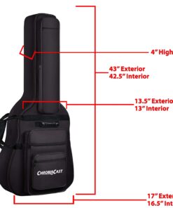 ChromaCast Acoustic Guitar 6-Pocket Padded Gig Bag with Guitar Strap and Pick Sampler 34 61LtNIrMHBL