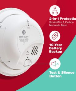 First Alert BRK SC9120LBL Hardwired Smoke and Carbon Monoxide (CO) Detector with 10 Year Sealed Battery Backup , White Alarm 14 61LwB3T1L