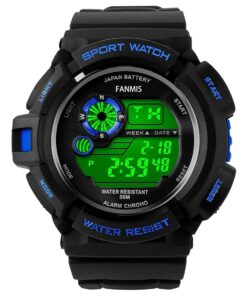 FANMIS Mens Military Multifunction Digital LED Watch Electronic Waterproof Alarm Quartz Sports Watch Blue 21 61M addqcUL