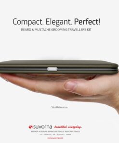 Suvorna Premium Beard & Mustache Scissors Set/Kit with Beard scissors for men - Grooming Scissors men/Facial Hair Scissors/Nose scissors - Eyebrow Scissors - Slant Tweezers (4 Pcs green) Brown Green 8 61M1fYgWyCL