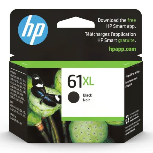 HP 61XL Black High-yield Ink | Works with DeskJet 1000, 1010, 1050, 1510, 2050, 2510, 2540, 3000, 3050, 3510; ENVY 4500, 5530; OfficeJet 2620, 4630 Series | Eligible for Instant Ink | CH563WN