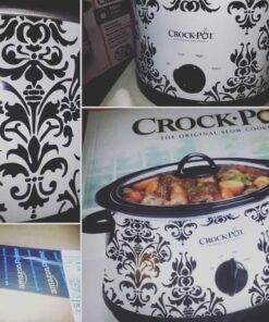 Crock Pot 4.5 Quart Manual Slow Cooker, Damask Pattern, White 19 61M30VXYPL