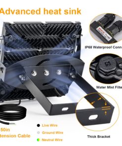 WERISE 300W LED Flood Light Outdoor, 33480lm 6000K Super Bright Yard Security Lights IP66 Waterproof Outdoor Work Lights, Adjustable Heads, Great for Garden,Yard, Parking Lot Cool White 8 61M57W1F9L