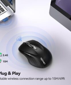 TECKNET Wireless Mouse, 2.4G Ergonomic Optical Mouse, Computer Mouse for Laptop, PC, Computer, Chromebook, Notebook, 6 Buttons, 24 Months Battery Life, 2600 DPI, 5 Adjustment Levels 21 61M5HdNqJdL