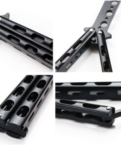 Moon Boat 2PCS Butterfly Knife Trainning Practice Comb Unsharpened Blade Black Silver 29 61M5psLmyTL