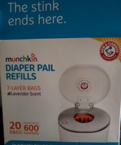 Munchkin® Arm and Hammer Diaper Pail Snap, Seal and Toss Refill Bags, Holds 600 Diapers, White 20 Count 20 Pack 37 61M6ieMmbML
