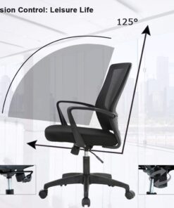Ergonomic Office Chair Cheap Desk Chair Mesh Computer Chair with Lumbar Support Arms Modern Cute Swivel Rolling Task Mid Back Executive Chair for Women Men Adults Girls,Black Black 39 61M6ocXYChL 4