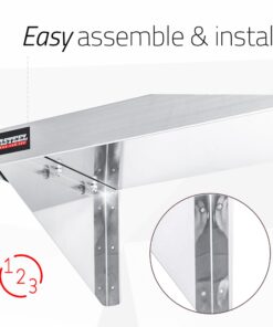 DuraSteel Stainless Steel Wall Shelf - 60" Wide x 12" Deep Commercial Grade - NSF Certified - Industrial Appliance Equipment (Restaurant, Bar, Home, Kitchen, Laundry, Garage and Utility Room) 12" Deep x 60" Wide 16 61M7bKz9oJL