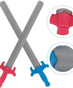 Liberty Imports 2 PCS Giant Foam Swords, Large 1:1 Scale Strong Toy Weapons, Kids Medieval Warrior Knights Pretend Play Safe Fighting Set - Red vs Blue (30 Inches) 14 61M89kHglHL