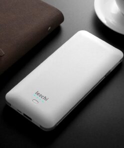 lezchi Portable Power Bank, Ultra Slim 10000mAh Portable Charger, USB C External Battery Pack with Built-in AC Plug, Charging Cable, Output Port, Compatible with All Kinds of Cellphones … White 25 61M96Em0GBL