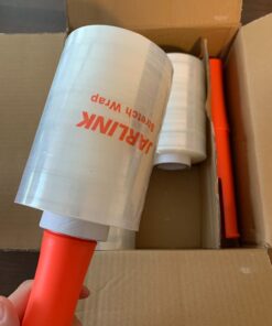 JARLINK 4 Pack Plastic Film Roll with Plastic Handles, 60 Gauge Thick, 5" x 1000ft Plastic Pallet Film, Industrial Strength Stretch up to 500% Stretch for Moving, Packing, Wrapping, and Shipping 33 61M9CwJwpL