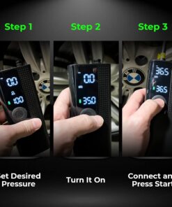 Airmoto Tire Inflator Portable Air Compressor/Pump for Car Tires w/Digital Tire Pressure Gauge - Air Compressor (120 PSI) - Motorcycle, Electric Bike Pump and Bicycle Pump w/LED Light 29 61M9LVNqvtL