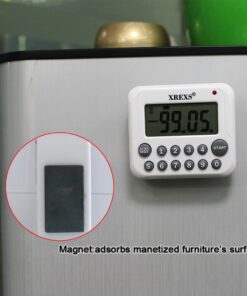 XREXS Digital Kitchen Timer Magnetic Countdown Up Cooking Timer Clock with Magnet Back and Clip, Loud Alarm, Large Display Minutes and Seconds Directly Input-White (2 Battery Included) (DC-12) Old Version 18 61MAoi11kXL