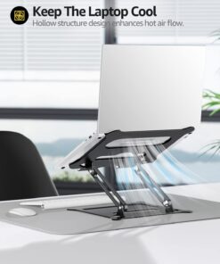 Urmust Adjustable Laptop Stand for Desk Computer Stand for Laptop Riser Holder Stand Compatible with MacBook Air Pro All Laptops 10-15.6"(Black) A-Black 31 61MF2Megs5L