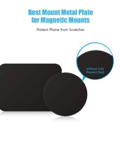 WixGear Mount Metal Plate with Adhesive for Magnetic Cradle-Less Mount - X4 Pack 2 Rectangle and 2 Round (Compatible with Magnetic mounts) (Black) Black 26 61MFmF0oOiL