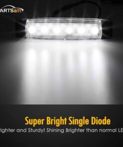 Partsam 5 Pcs 3.8" 6 LED White Side Marker Clearance Light for Trailer Trucks RV Camper Motorcycles, Utility Boat Marine Interior Strip Light Courtesy/Deck Light for Pontoon Kayak Yacht Sailboat 12V 14 61MHeD9RqCL