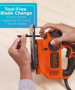 BLACK+DECKER Jig Saw, 5-Amp, 3,000 Blade Speed, 45 Degree Beveled Cuts, ¾-Inch Orbital Blade, 4 Curve Settings, Corded (BDEJS600C) 24 61MHgc5jzVS