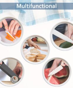 WACOOL Ceramic Knife Set 3-Piece (Includes 6-inch Chef's Knife, 5-inch Utility Knife and 4-inch Fruit Paring Knife), with 3 Knife Sheaths for Each Blade (Black Blade) Black Hand 21 61MI4PvJy L