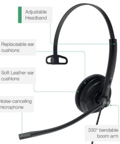 Yealink Phone Headsets for Office Phones YHS34 Lite QD to RJ9 Wired Headset Compatible with Poly Snom Grandstream Phones Desk Landline Headset with Microphone -Mono/72g/2.1m Cable Foamy Ear Cushions - Mono Compatible with Yealink|Poly|SNOM|Grandstream 13 61MJf4W254L