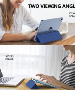 MoKo Case for iPad 10th Generation 10.9 inch 2022, Slim Stand Protective Cover with Hard PC Translucent Back Shell Cover for iPad 10th Gen 2022, Support Touch ID, Auto Wake/Sleep, Navy Blue 29 61MKLCLPw7L