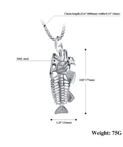 LOHOME Men's Fashion Necklaces Titanium Steel Steering Fishing Fish Bones Necklace for Men Gold Tone 9 61MKqdAKx L