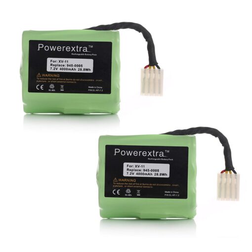 Powerextra 7.2V 4000mAh Battery Compatible with Neato XV-11 XV-12 XV-14 XV-15 XV-21 XV-25, XV Essential, XV Signature Pro Robotic Vacuum Cleaners Replacement Neato Battery 945-0005 205-0001 ( 2 Pack )