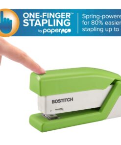 Bostitch InJoy Compact Stapler, 20 Sheet Capacity, Reduced Effort, Jam-Free, Green/White 13 61MMj8OeNNL